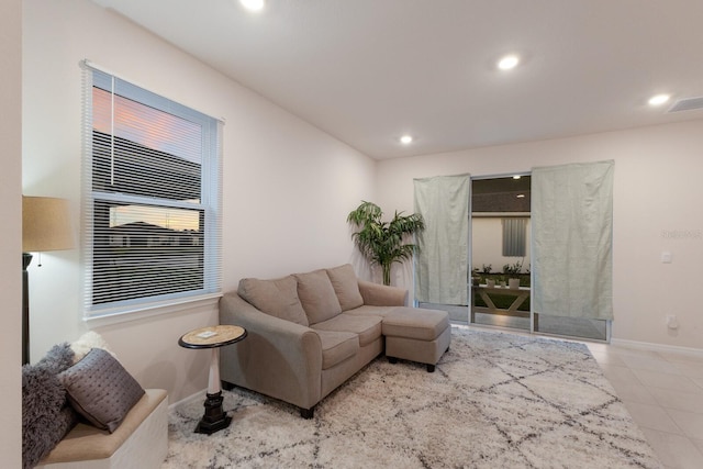 view of tiled living room