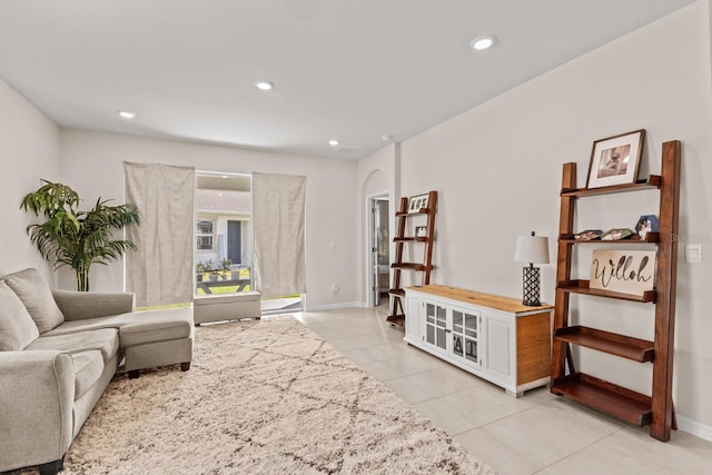 view of tiled living room