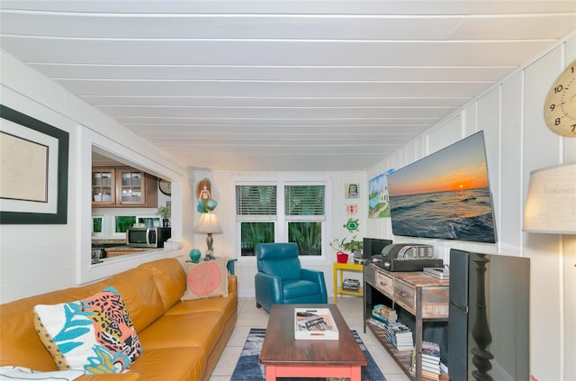 view of tiled living room