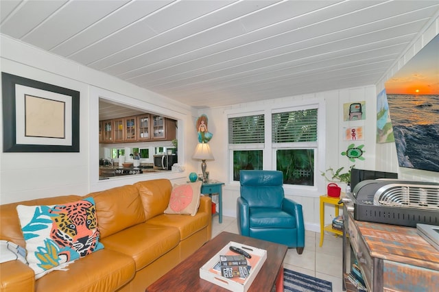 view of tiled living room