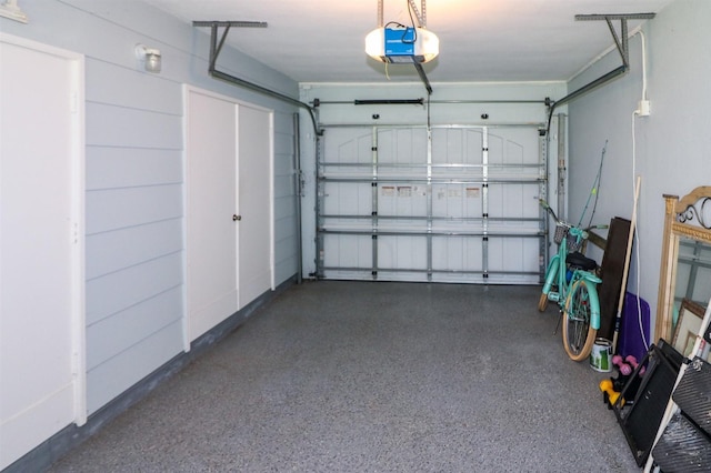 garage with a garage door opener