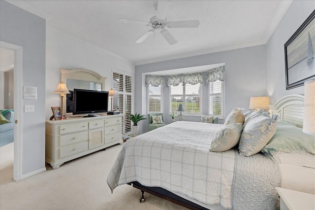 5092 Mahogany Run Ave, Sarasota, FL 34241 - bedroom featuring light colored carpet, a ceiling fan, ornamental molding, and baseboards