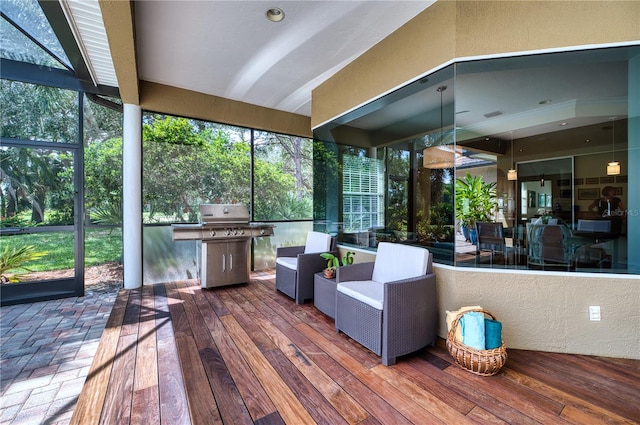 view of unfurnished sunroom