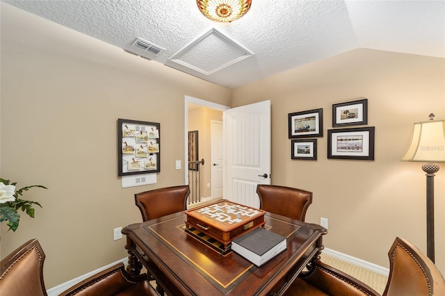 office featuring vaulted ceiling