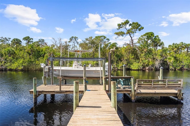 dock area featuring a water view