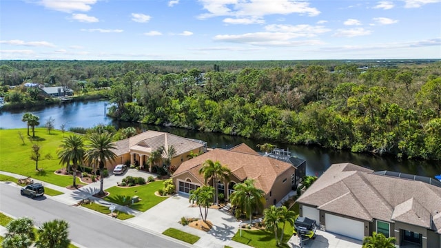 bird's eye view featuring a water view