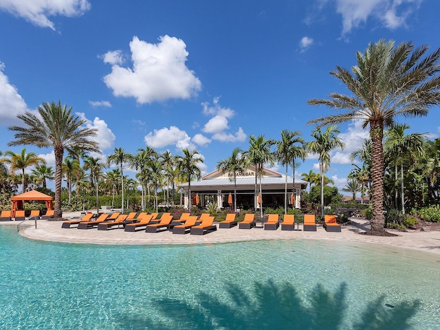 view of pool with a gazebo