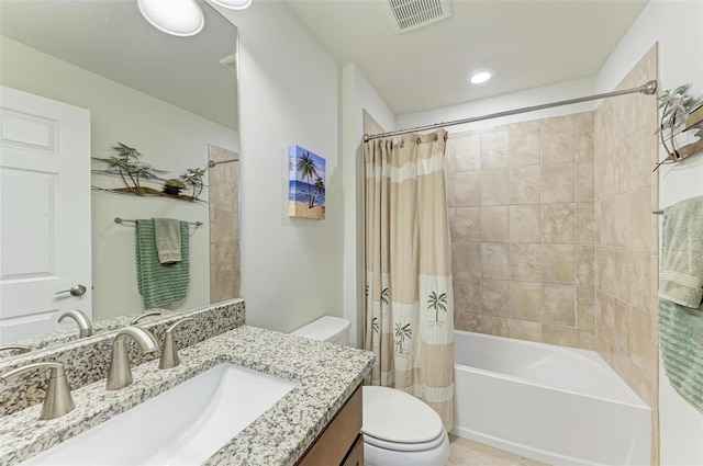 7572 Viola Loop, Lakewood Ranch, FL 34202 - full bathroom featuring vanity, shower / bath combo with shower curtain, recessed lighting, and tile patterned flooring