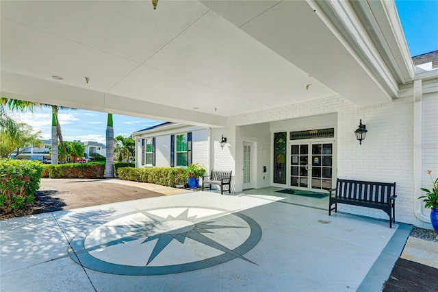 view of patio featuring french doors