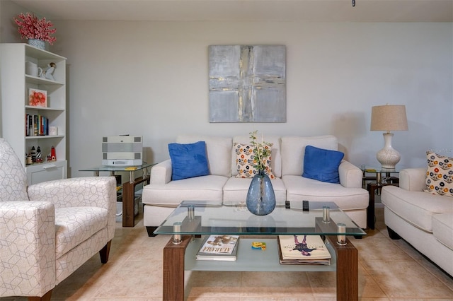 view of tiled living room