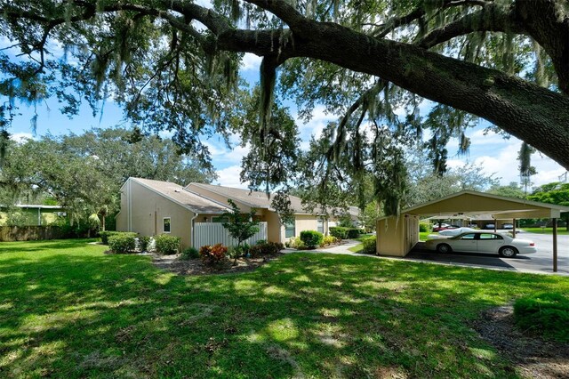 view of yard featuring a carport