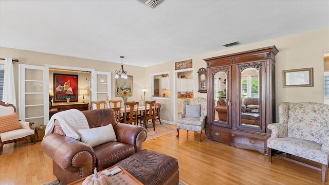 living room with light wood-type flooring