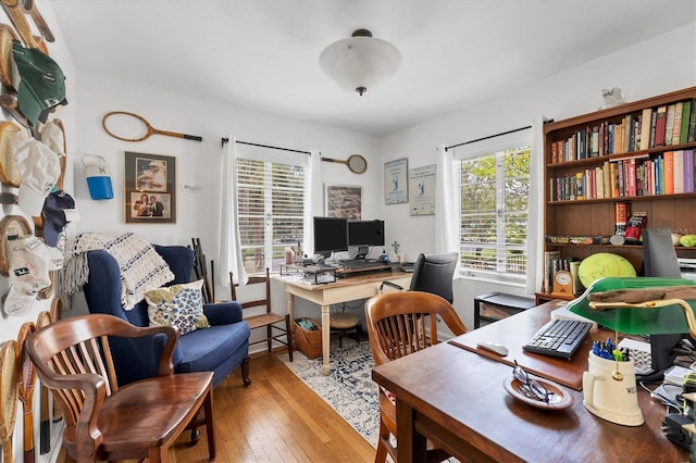 office space featuring light wood-type flooring