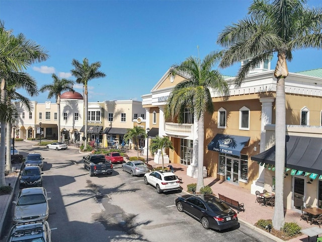 view of building exterior with a residential view