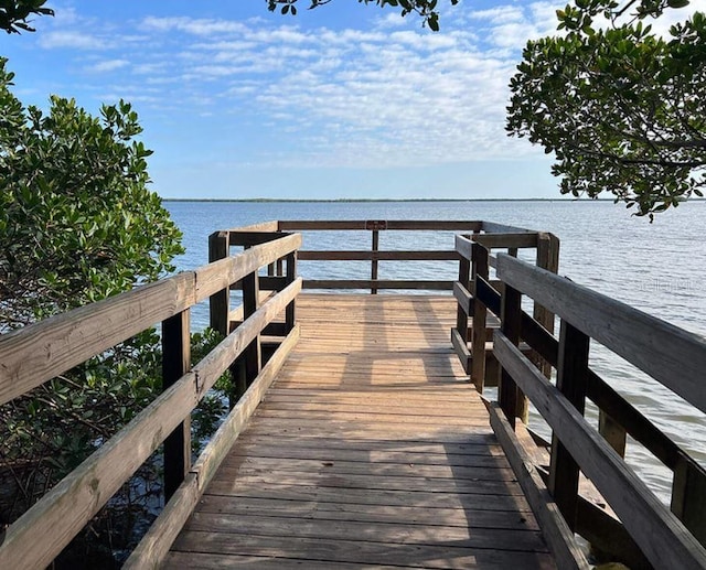 view of dock featuring a water view