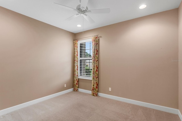 12663 Fontana Loop, Bradenton, FL 34211 - unfurnished room with a ceiling fan, light colored carpet, and recessed lighting