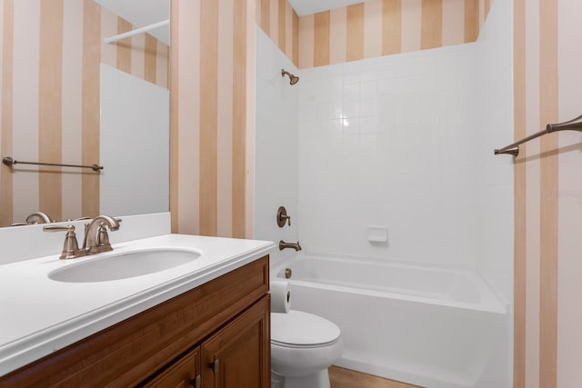 12663 Fontana Loop, Bradenton, FL 34211 - full bathroom featuring wallpapered walls, vanity, and shower / tub combination