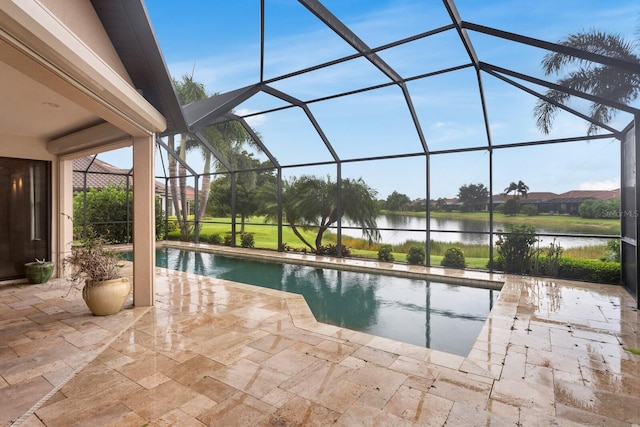 12663 Fontana Loop, Bradenton, FL 34211 - outdoor pool with a patio area, a water view, and glass enclosure