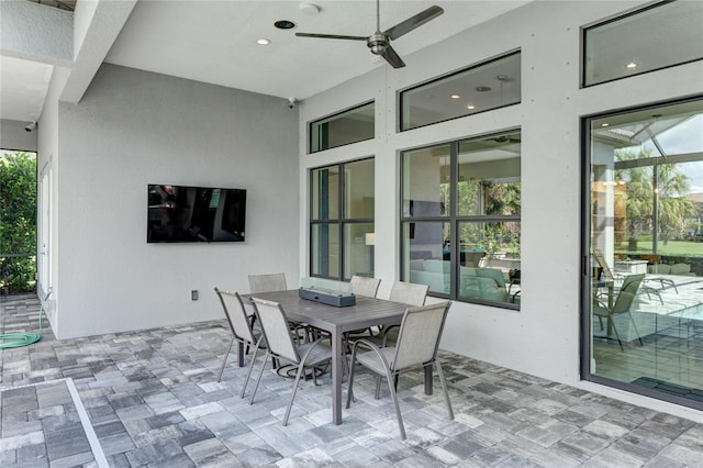 view of patio with ceiling fan