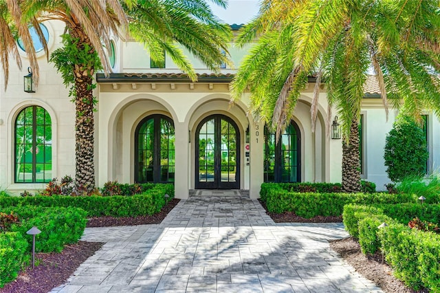 property entrance with french doors