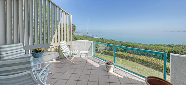 balcony with a water view