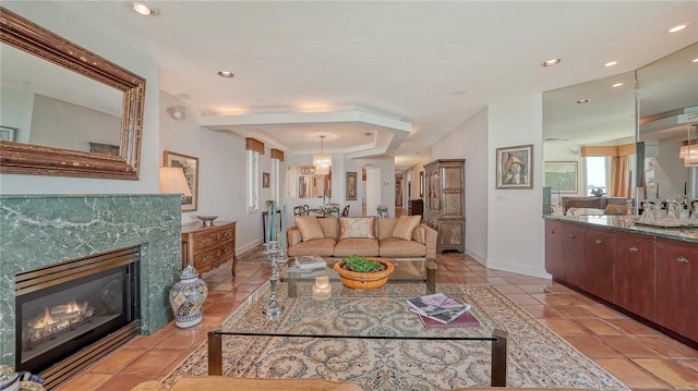 view of tiled living room