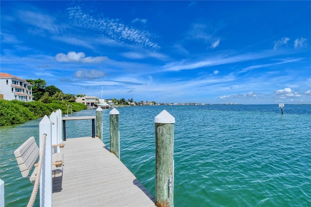 view of dock featuring a water view