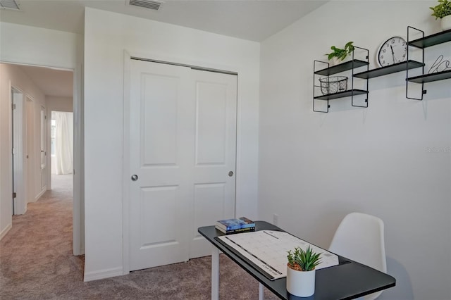 office area with carpet flooring