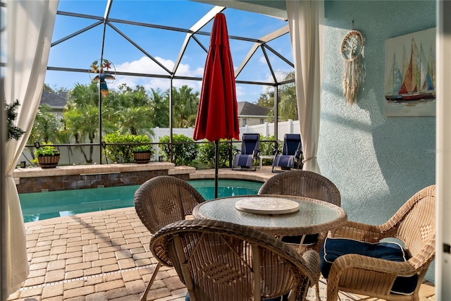 exterior space with a patio and a lanai