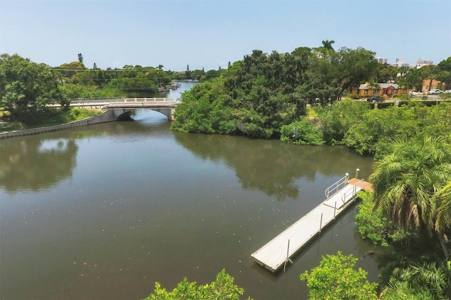 view of dock featuring a water view