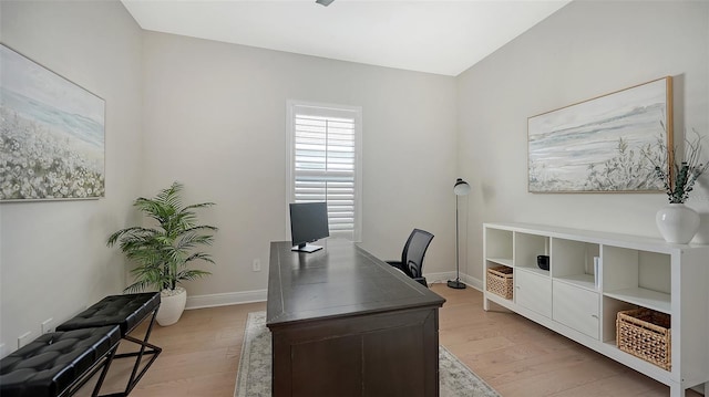 office featuring light wood-type flooring