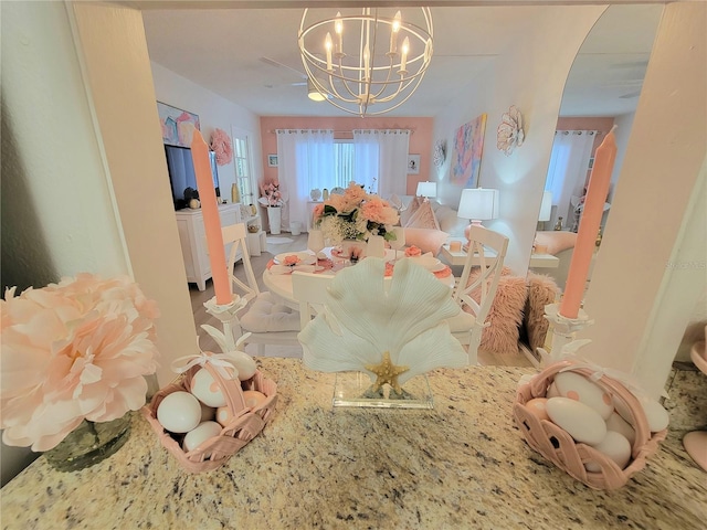 dining room with an inviting chandelier