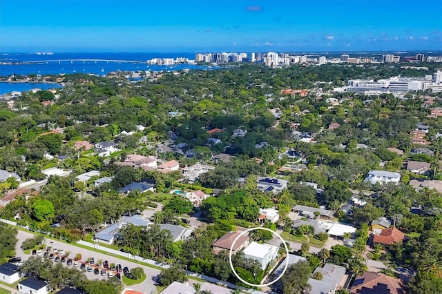 bird's eye view featuring a water view