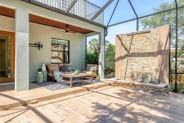 1884 Grove St, Sarasota, FL 34239 - view of patio / terrace featuring a ceiling fan, a deck, and outdoor lounge area
