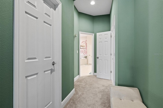 14607 Swiss Bridge Dr, Lithia, FL 33547 - corridor featuring carpet flooring and baseboards