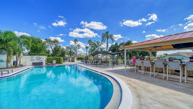 view of pool featuring a patio