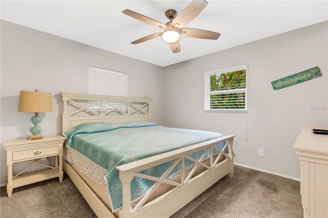 bedroom with carpet floors and ceiling fan