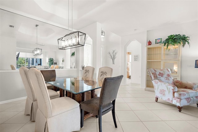 dining room featuring light tile patterned flooring