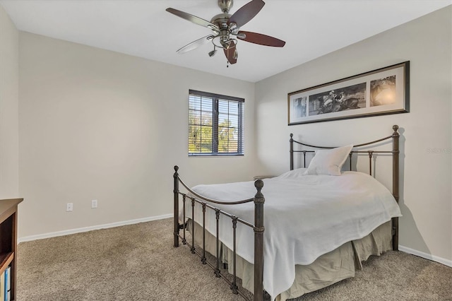 bedroom featuring carpet and ceiling fan