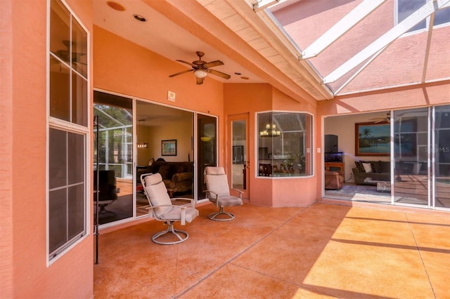 view of patio with ceiling fan