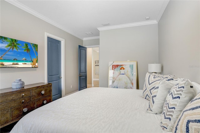 bedroom featuring crown molding