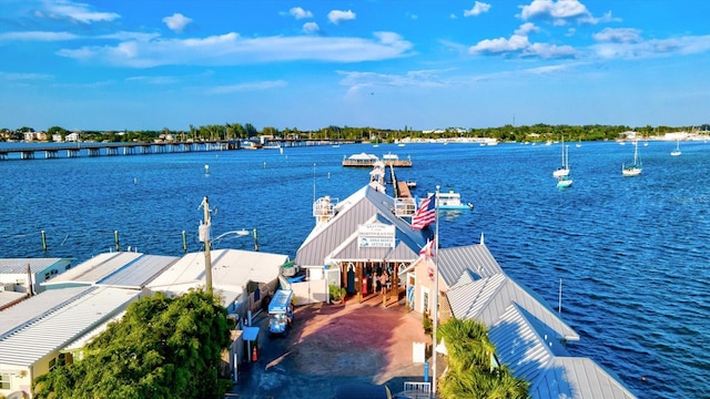 view of dock featuring a water view