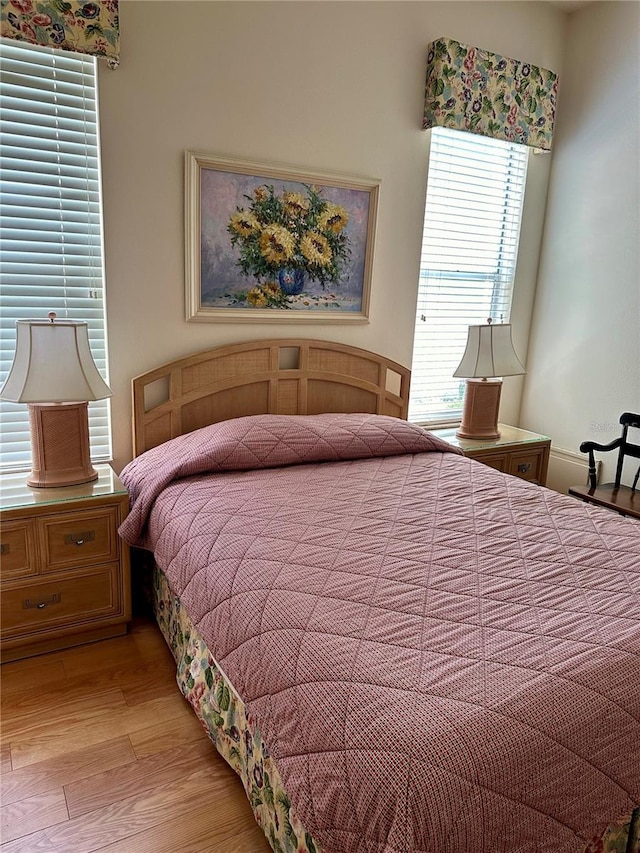 bedroom featuring light hardwood / wood-style flooring