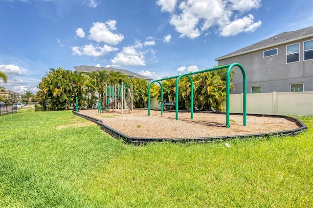 view of playground with a yard