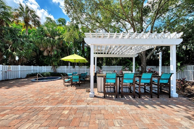 view of patio / terrace featuring a pergola