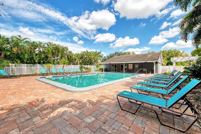 view of pool featuring a patio area