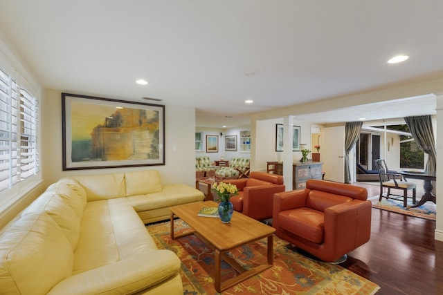 living room with hardwood / wood-style floors