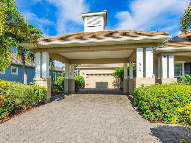 view of front of home with a carport