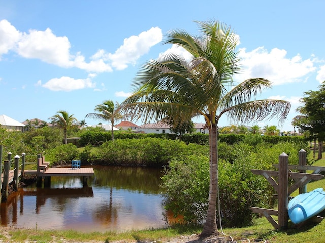 dock area featuring a water view