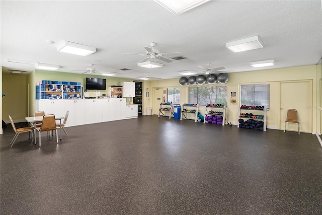 garage with ceiling fan